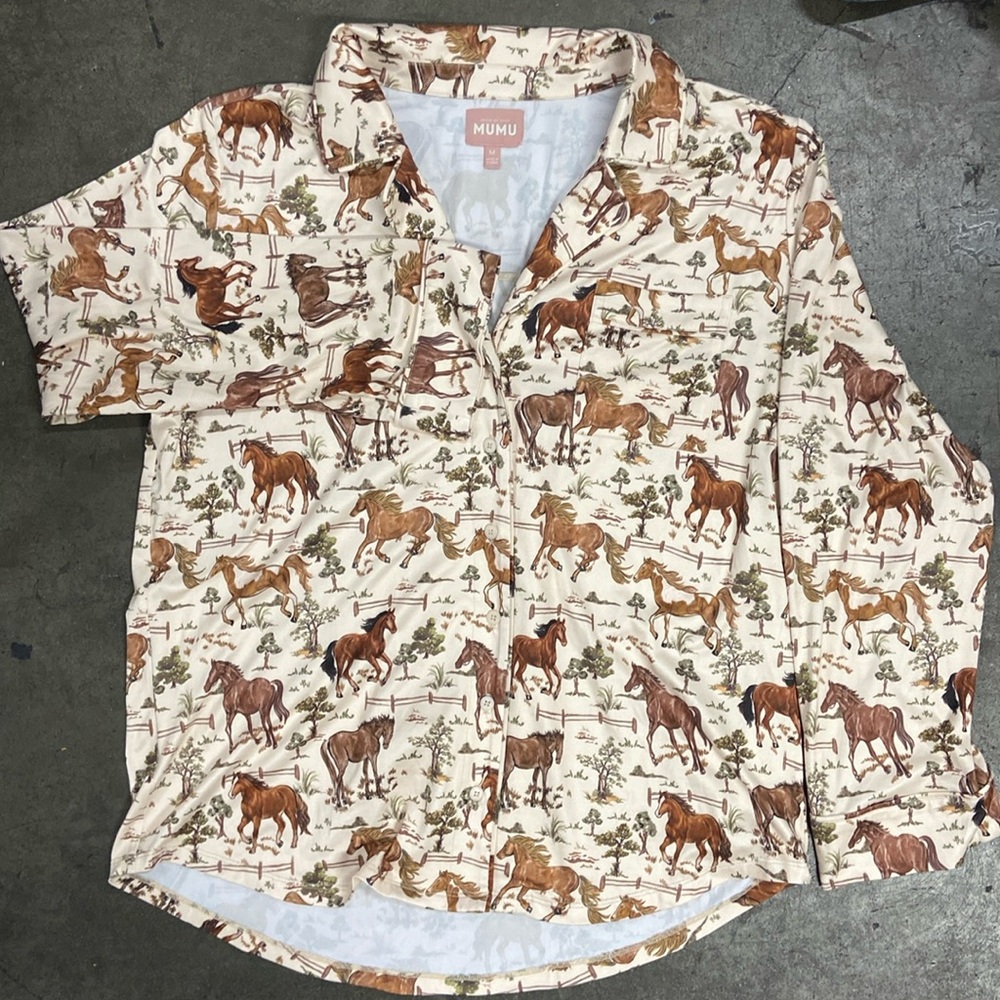 Show Me Your MuMu Country Horse Print Pajama top medium